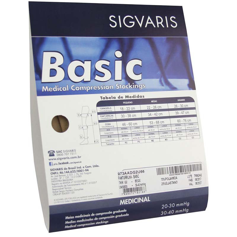 MEIA DE COMPRESSÃO 3/4 SIGVARIS BASIC TAM G2